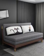 轻奢北欧沙发床实木坐卧网红两用小户型客厅多功能推拉可折叠1.5