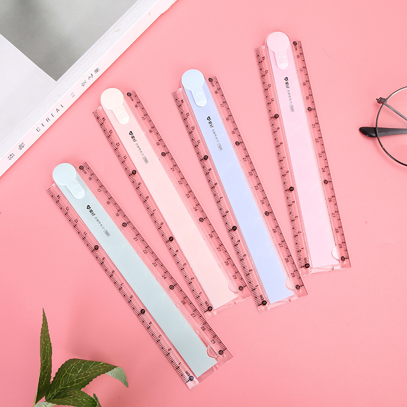 爱好7509 有氧功能性折尺 30cm透明尺子学生用文具刻度尺折叠格尺