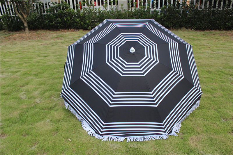 户外2米沙滩流苏伞高品质印花纯棉休闲庭院装饰伞配沙滩塑料插脚