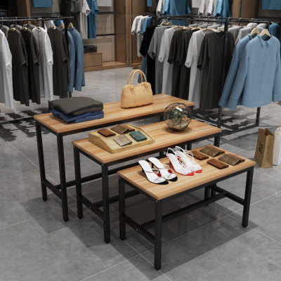 长方形店铺阶梯服装店展示台服装店中岛桌展示台流水台高低展示桌