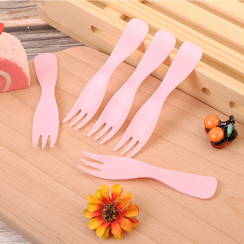 塑料波浪蛋糕叉 一次性蛋糕叉子独立包装 加厚黑色粉色塑料叉子