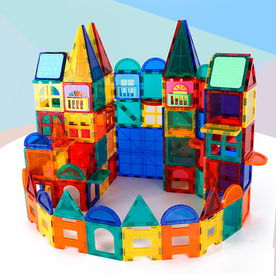 彩窗磁力片积木儿童吸铁石益智拼装玩具磁铁建构片3-6-10岁男女