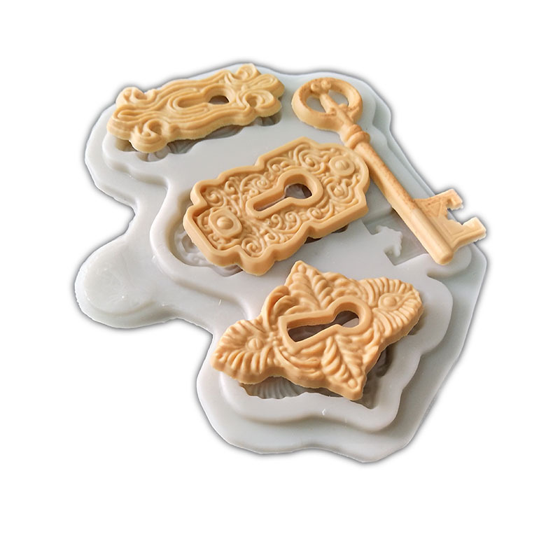 新款古老钥匙孔/钥匙硅胶模具 蛋糕装饰翻糖模具 diy巧克力烘焙