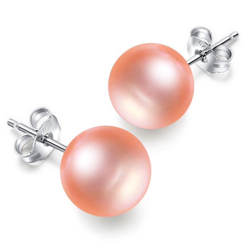 南珠世家粉色淡水珍珠耳钉925银耳饰精选优质珍珠生日礼物