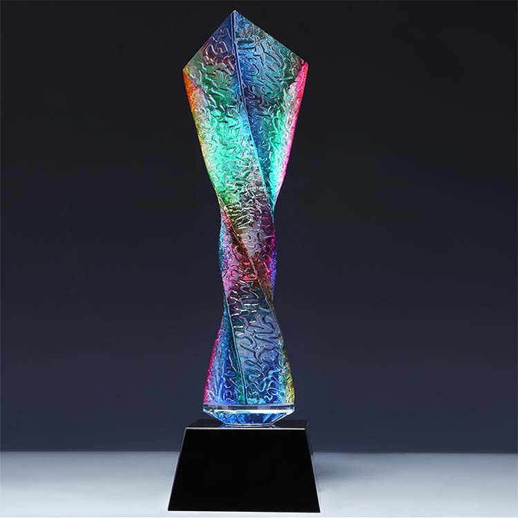彩色奖杯水晶定制优秀员工颁奖比赛琉璃奖杯炫彩商务纪念刻字定做