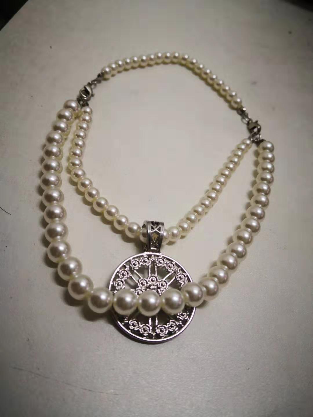 maison emerald潮牌说唱双层嘻哈小众珍珠项链国潮吴亦凡同款配件