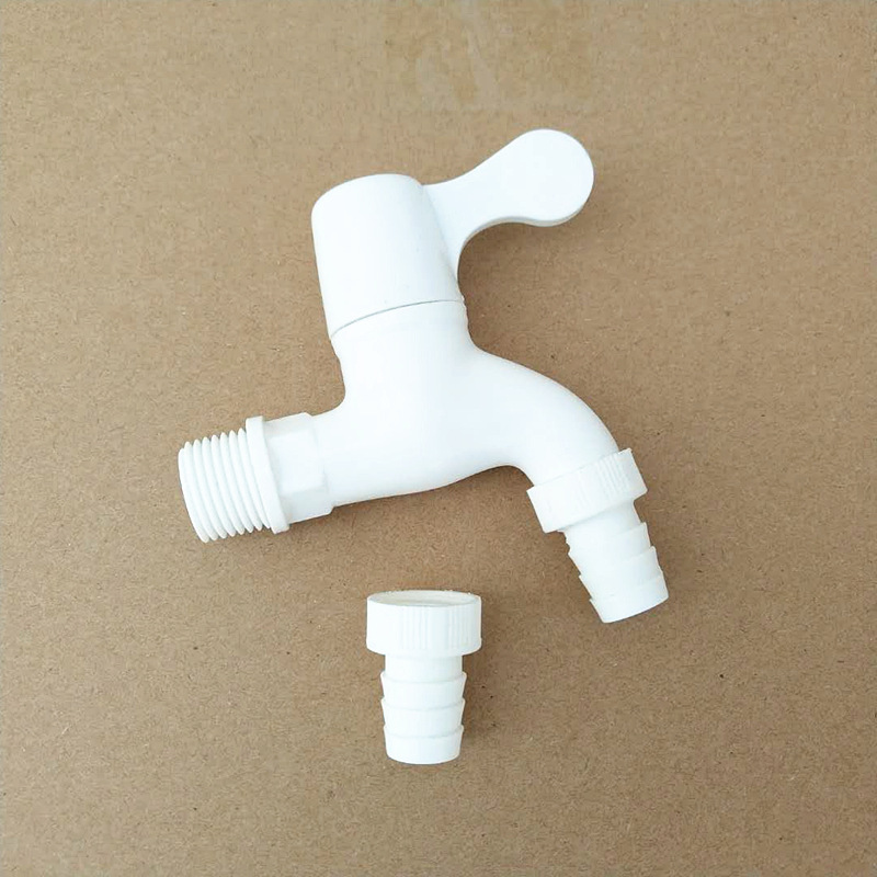 卫生间塑料水龙头瓷白家用厨房4分过滤洗衣机水嘴pvc入墙式批发