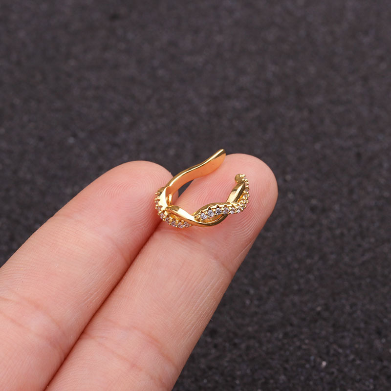 2020 Kuaishou Micro-Inlaid Anti-Pain Ear Clip Non-Pierced Ear Bone Clip Korean Ear Bone Ring Pseudo Stud Earrings Female