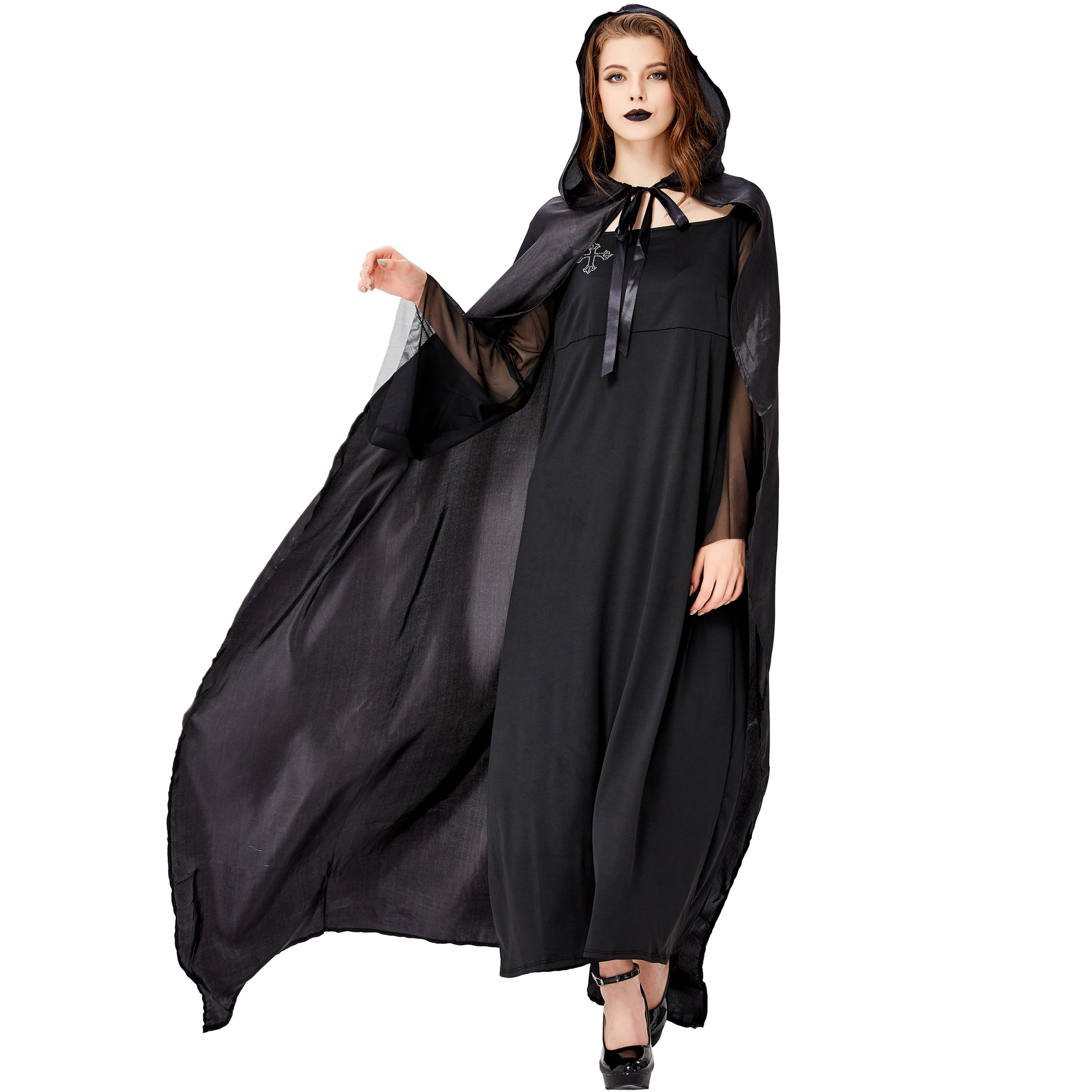 m-xl 大码吸血鬼新娘 女巫服 欧美成人演出舞台装 万圣节巫师服装