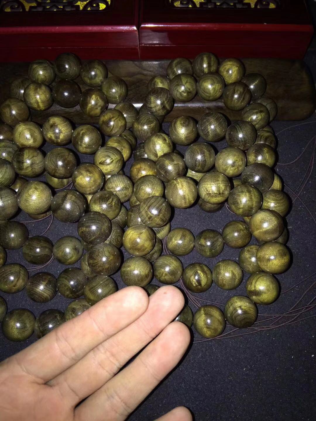 四川乌木绿料阴沉木手串2.0小水波佛珠 男女款念珠手链 厂家批发