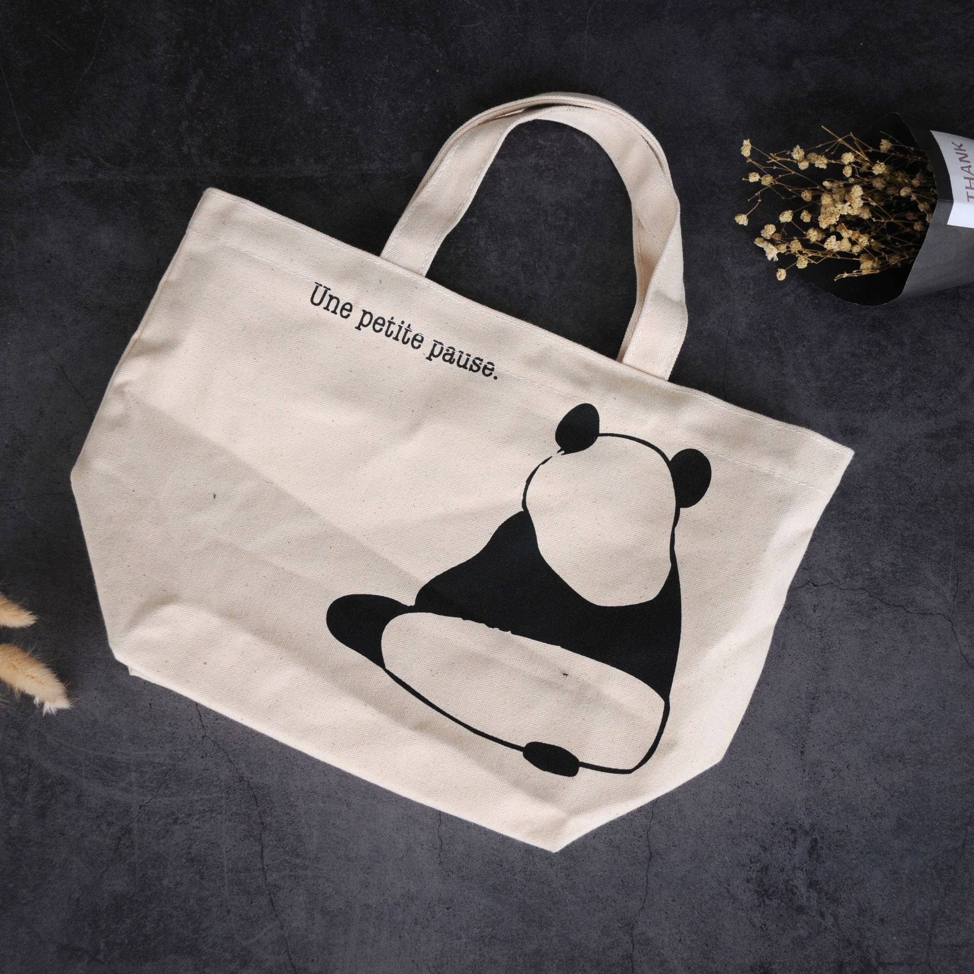 厂家现货熊猫环保袋新款帆布袋定做广告印花logo手提袋棉布袋定做