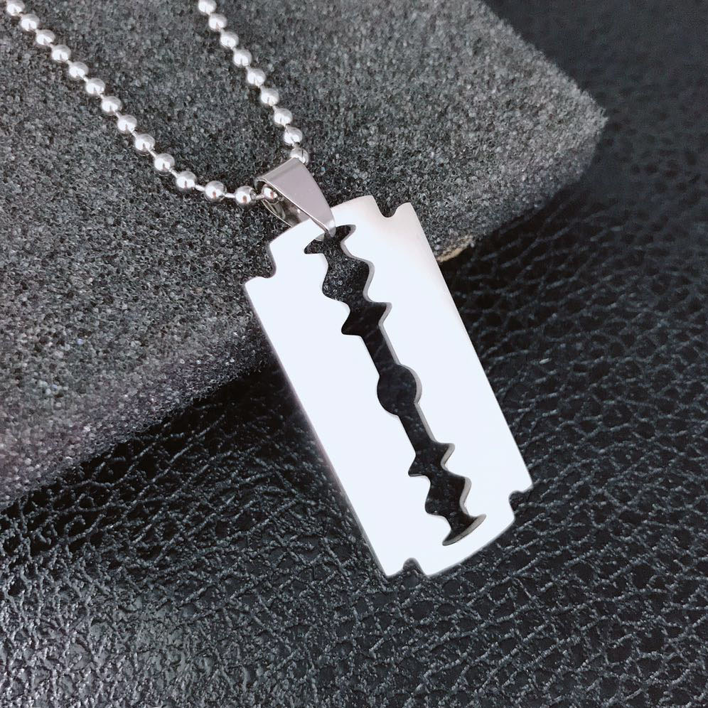 欧美影视周边金刚狼 不锈钢刀片吊坠 项链 潮男朋克风 跨境热卖
