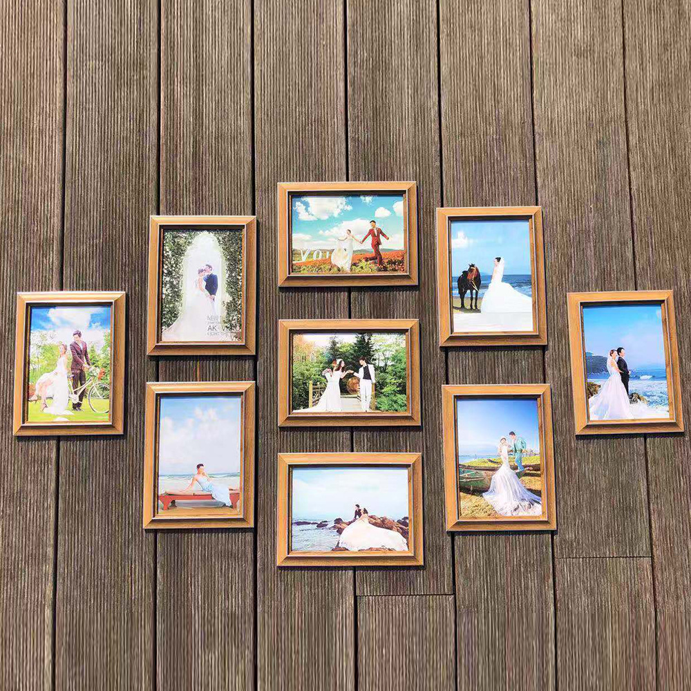 影楼特色九宫格米色墨绿色卡其色照片墙家庭客厅精美小相框摆台