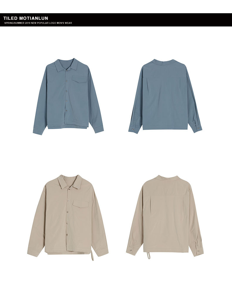 mtl男装 13行同款韩版秋季休闲简约衬衫日系复古宽松工装短外套男