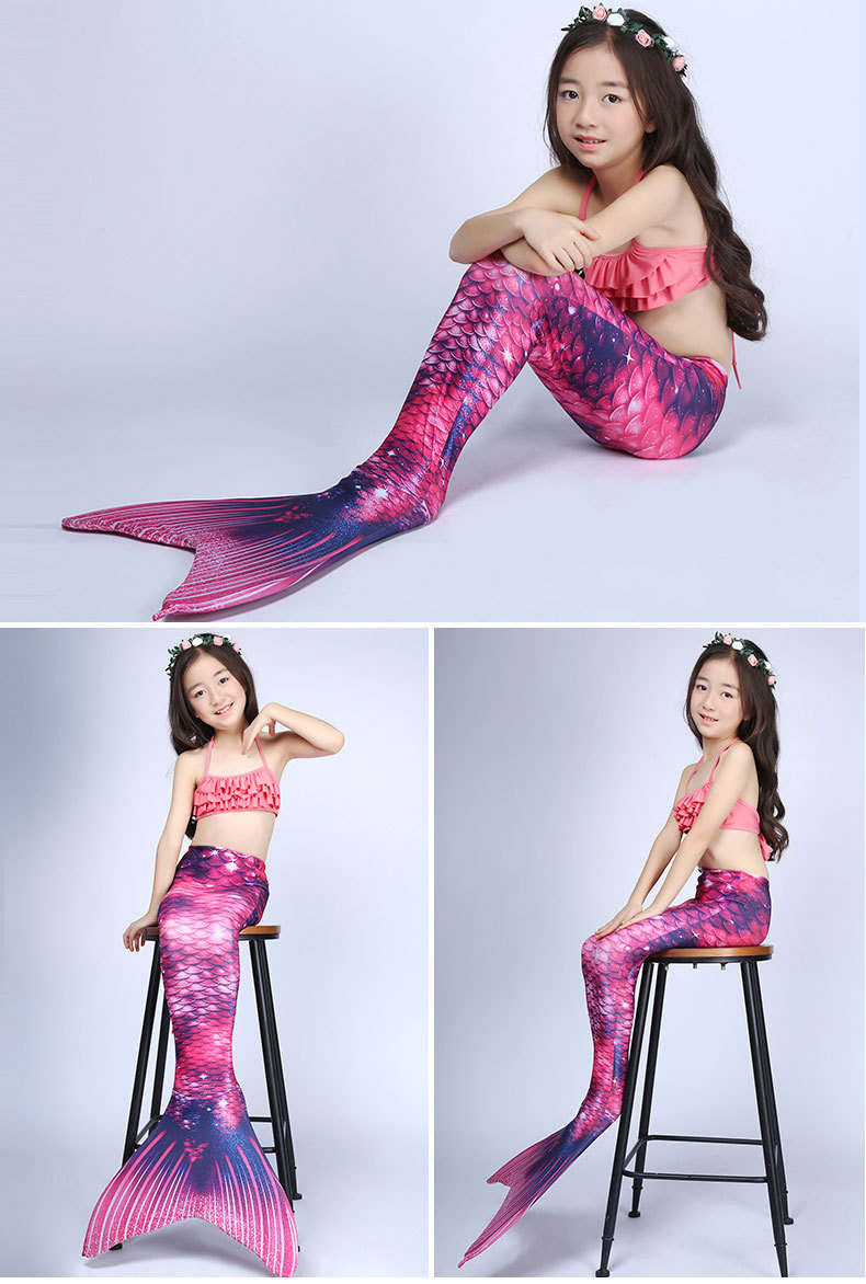 儿童美人鱼泳衣女孩泳装美人鱼尾巴温泉游泳泡澡拍照表演服装