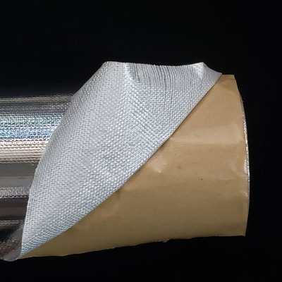 铝箔玻纤布 阻燃铝箔布 耐高温隔热材料 1米宽自粘铝箔布防水防晒