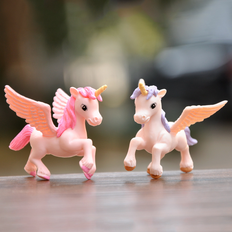 小飞马可爱独角兽情侣爱情幸运象征小玩偶摆件桌面景观蛋糕装饰品