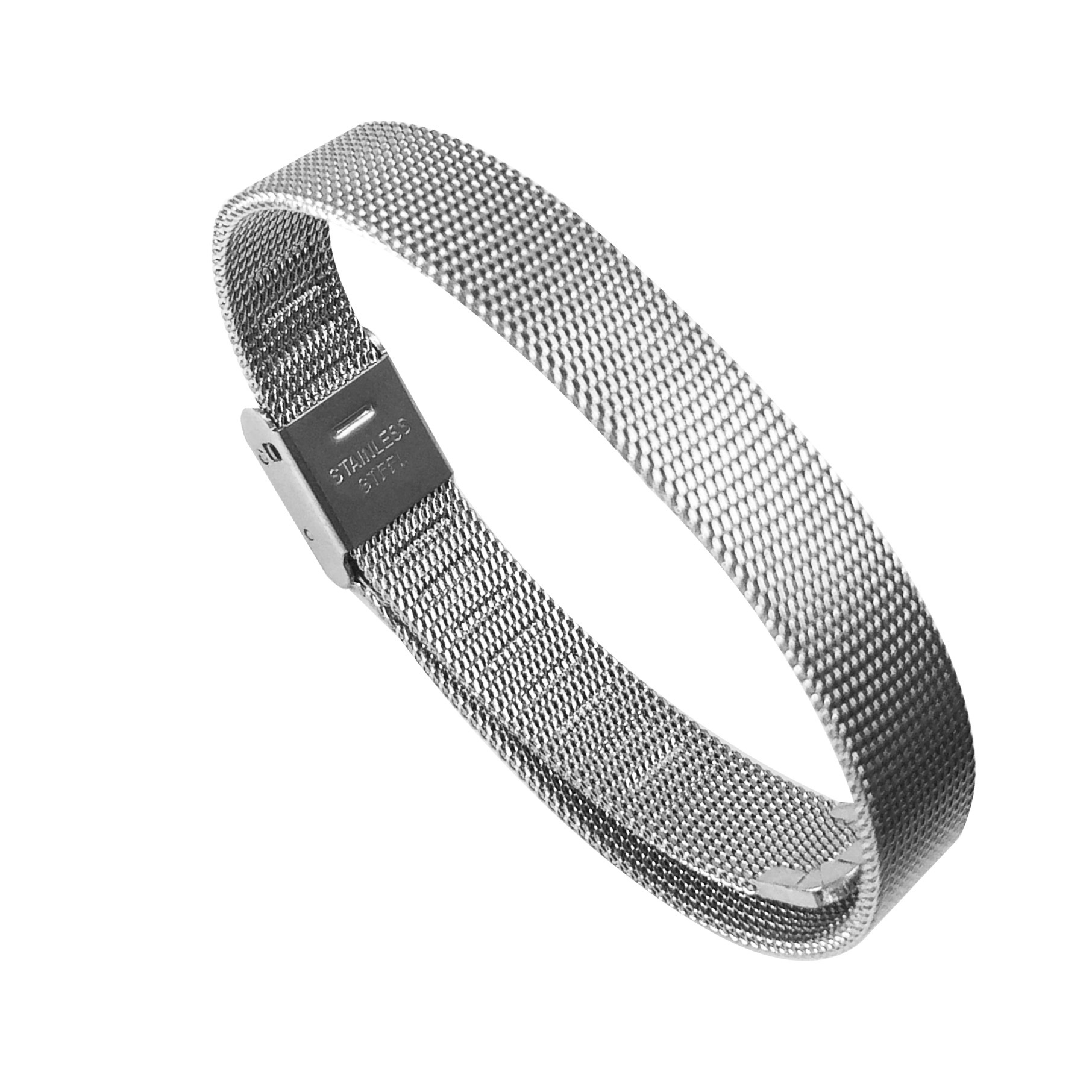 钛钢网带卡扣表带10mm不锈钢情侣手表网链可调节米兰链