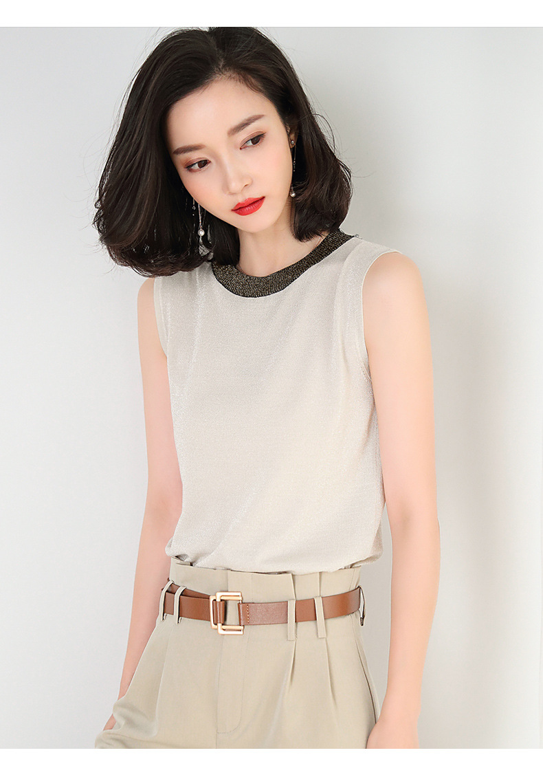 无袖背心女2020新款女装简约气质圆领t恤上衣内搭打底衫