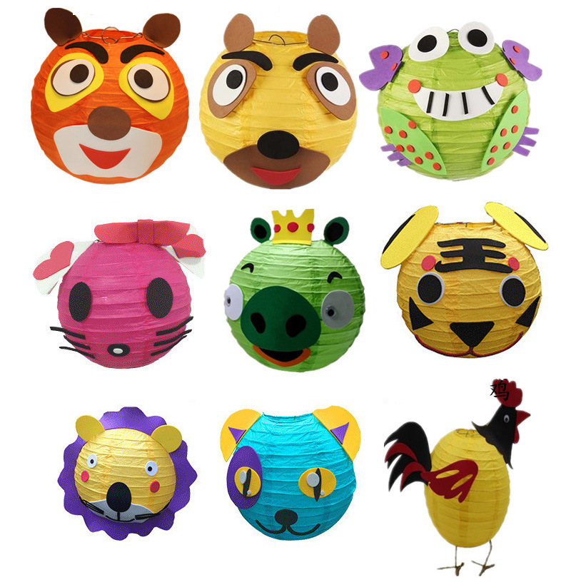 老鼠卡通灯笼diy圣诞纸灯笼春节灯笼手工材料元宵卡通花灯礼品