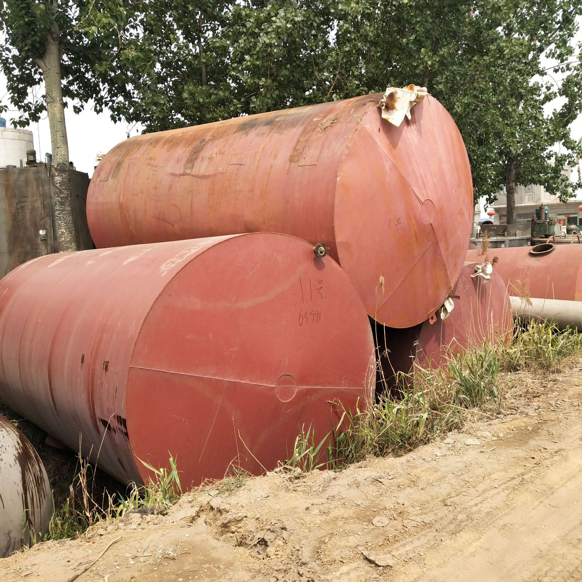 出售 二手40吨碳钢储罐 50吨碳钢储油罐 卧式防腐地埋柴油储罐