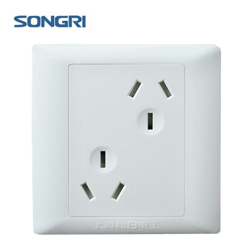 松日家用86型插座面板 墙壁插座6孔六孔 三三眼电器插头开关插座