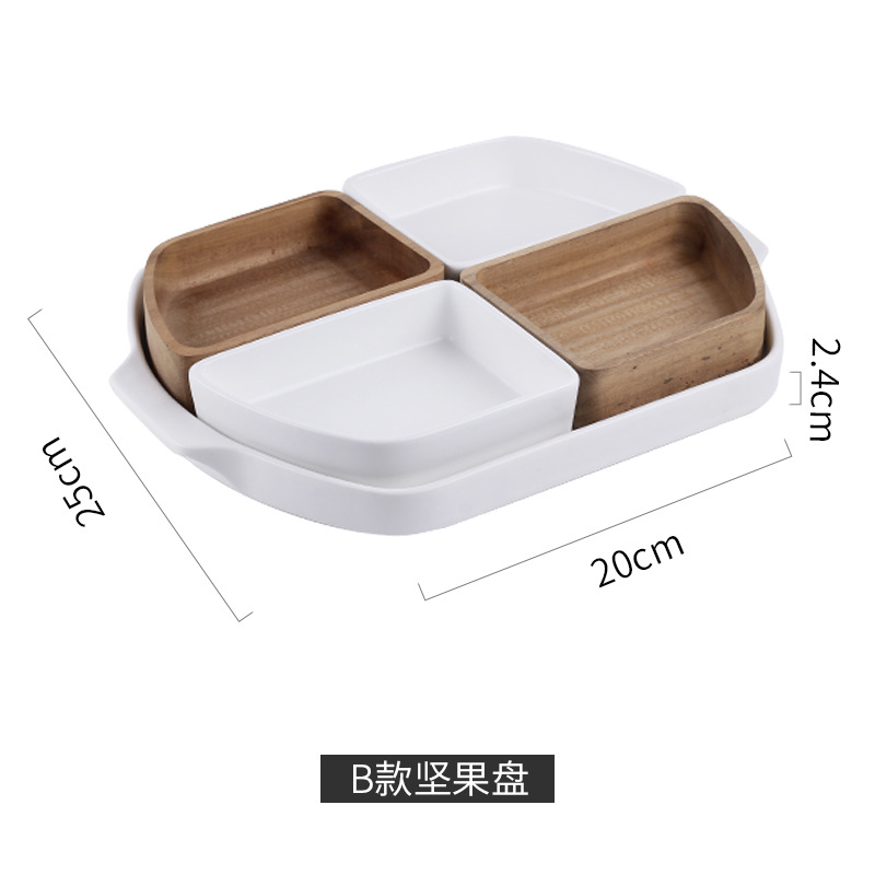 European Style Dried Fruit Plate Living Room Creative Frame Wooden Snack Candy New Year Fruit Plate Nut Box