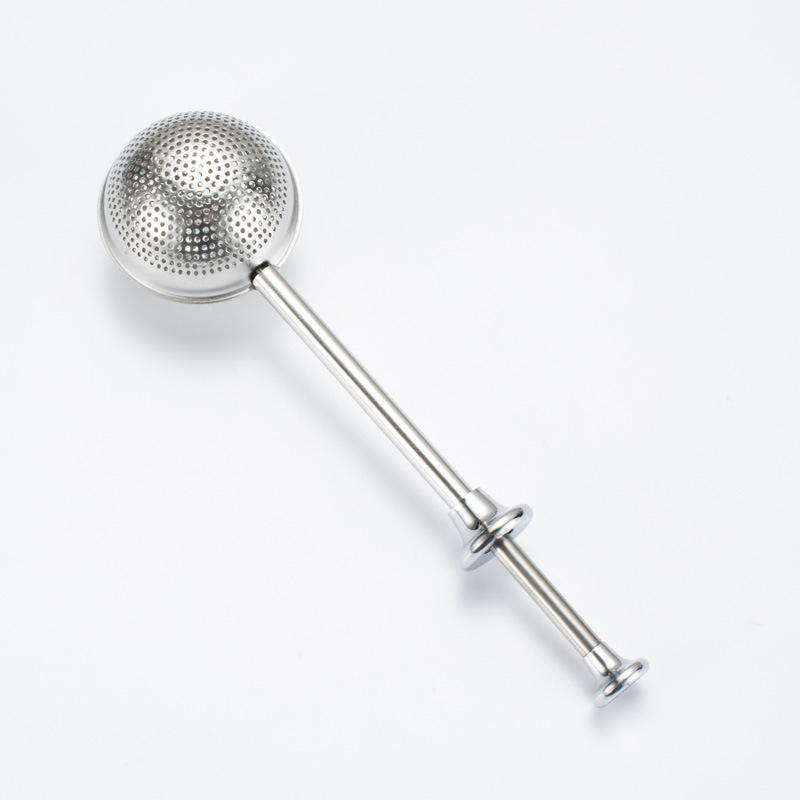 不锈钢茶球按压式伸缩茶隔滤茶器304茶水分离泡茶器伸缩针筒茶球