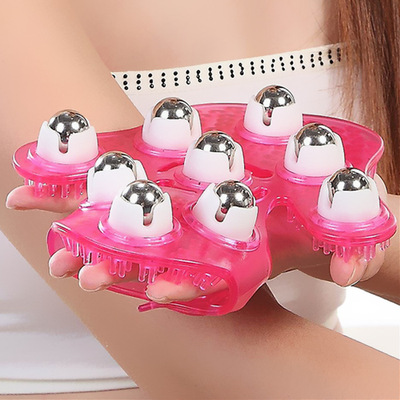 d2厂家直销九珠手掌形按摩器360度旋转全身美体按摩手动九珠按摩