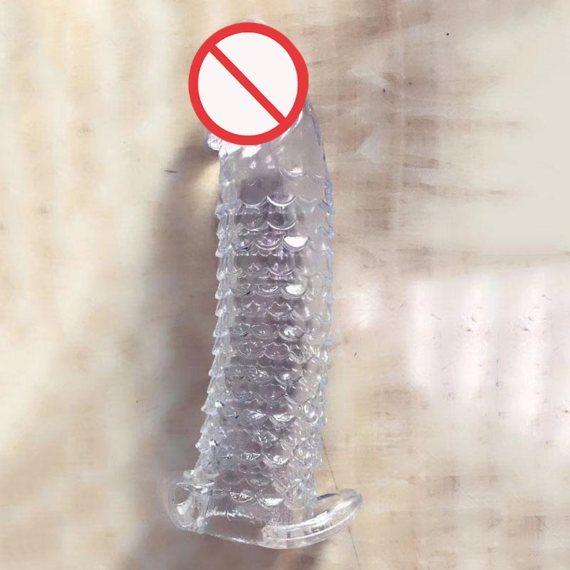 男性保健品水晶加长加粗延时阴茎套 男用器具透明狼牙套外贸批发