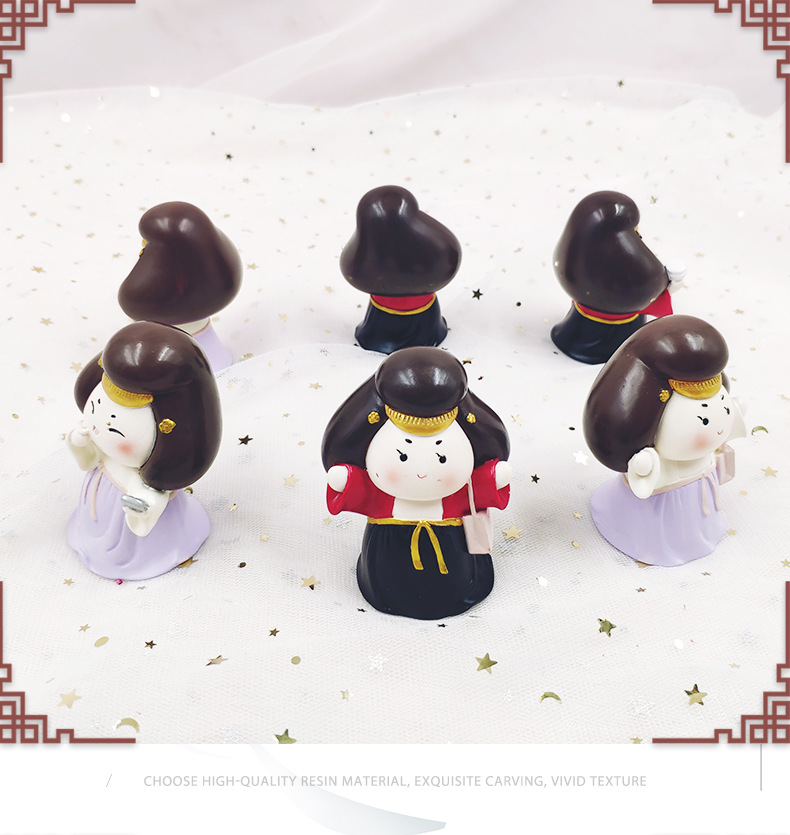 创意树脂工艺摆件复古搞怪穿越唐糖糖唐朝仕女侍女桌面摆饰少女风