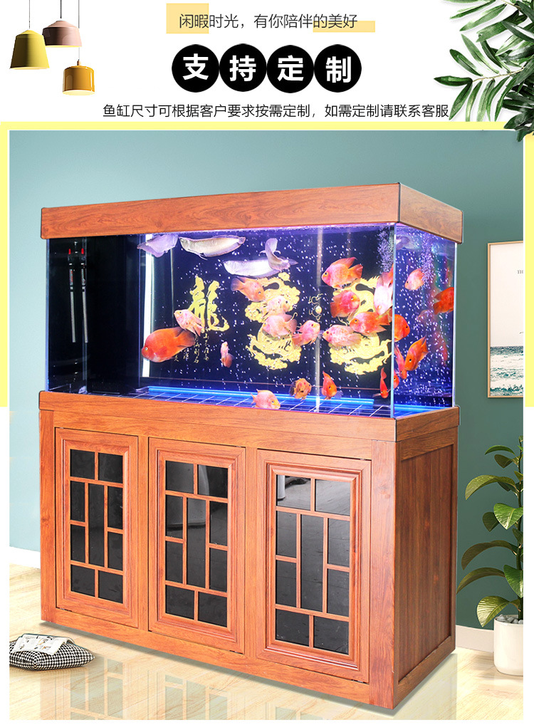 鱼缸水族箱客厅家用懒人免换水超白玻璃中大型下过滤底滤生态鱼缸