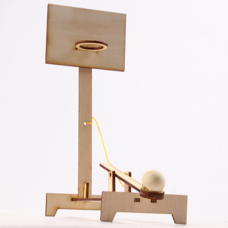 厂家直销 科技小制作 diy 投篮器学生创意手工作业木制益智玩具