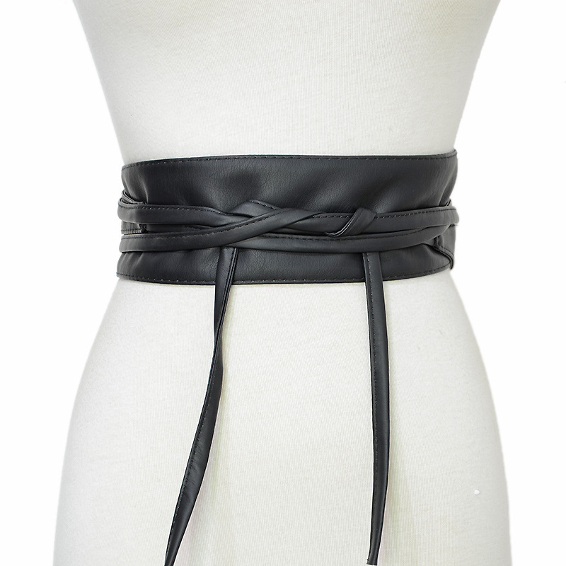 新款pu仿皮宽腰带女士 欧美百搭宽腰封 蝴蝶结绑带服装配饰腰封女