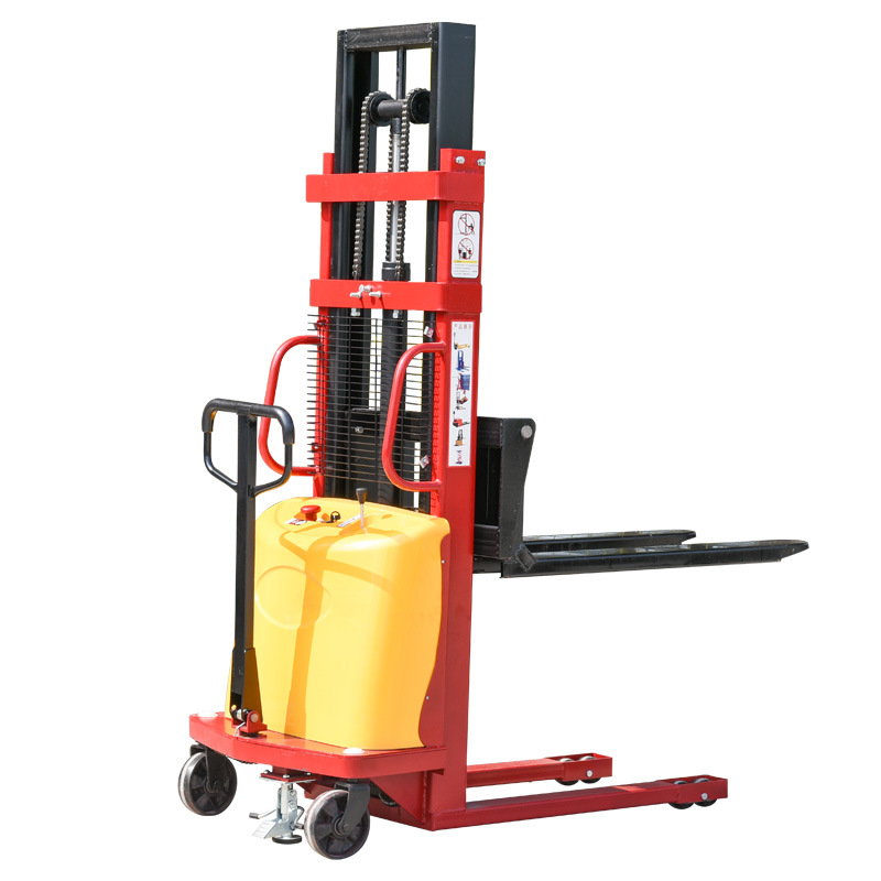 1吨1.5吨半电动液压堆高车半电动叉车半自动液压堆高装卸车