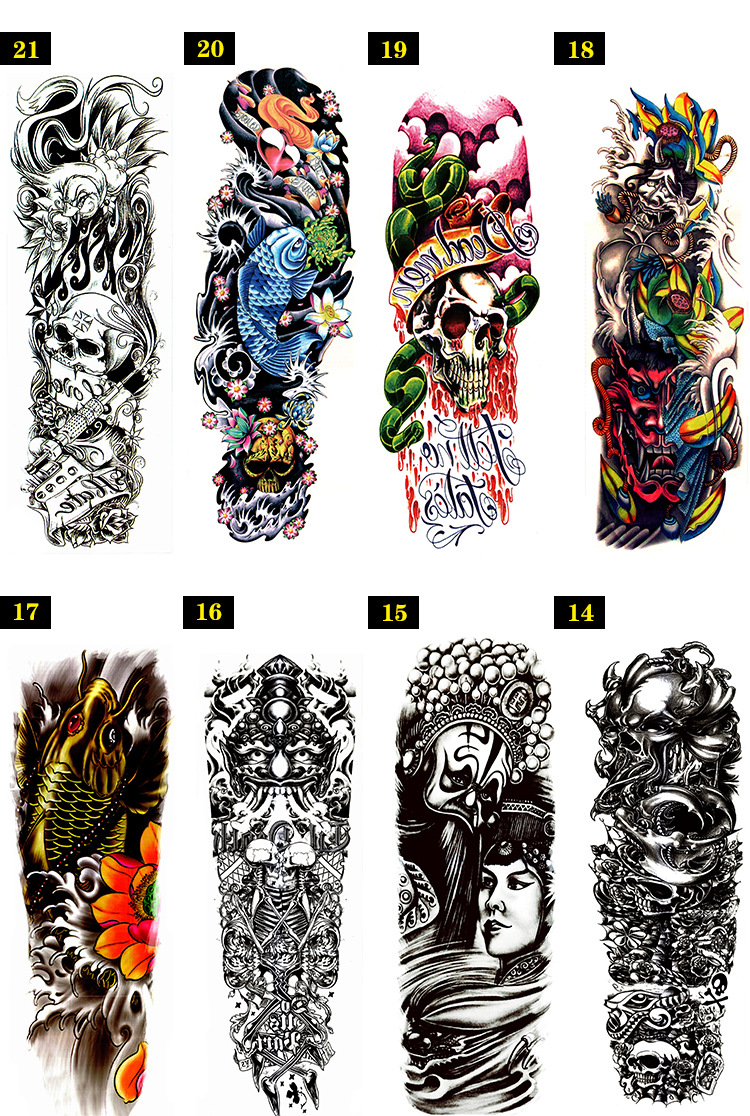 支持 全臂纹身贴 花臂纹身贴防水男女赵云艺妓刺青一次性纹身