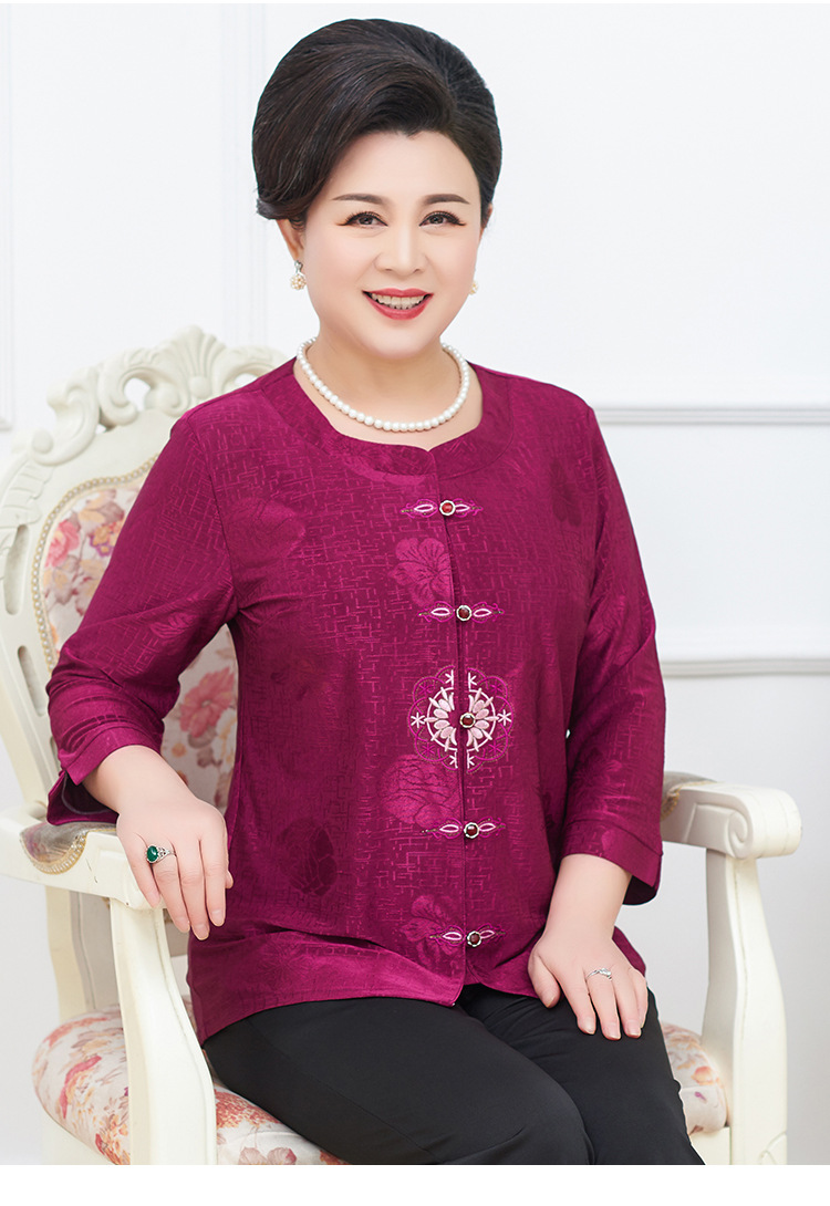 2019加大码加肥胖大妈衣服中年女装妈妈春装中老年衬衫寸衫宽松斤