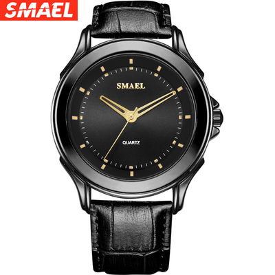 斯麦尔smael新款手表休闲真皮表带防水男士石英表商务正装腕表