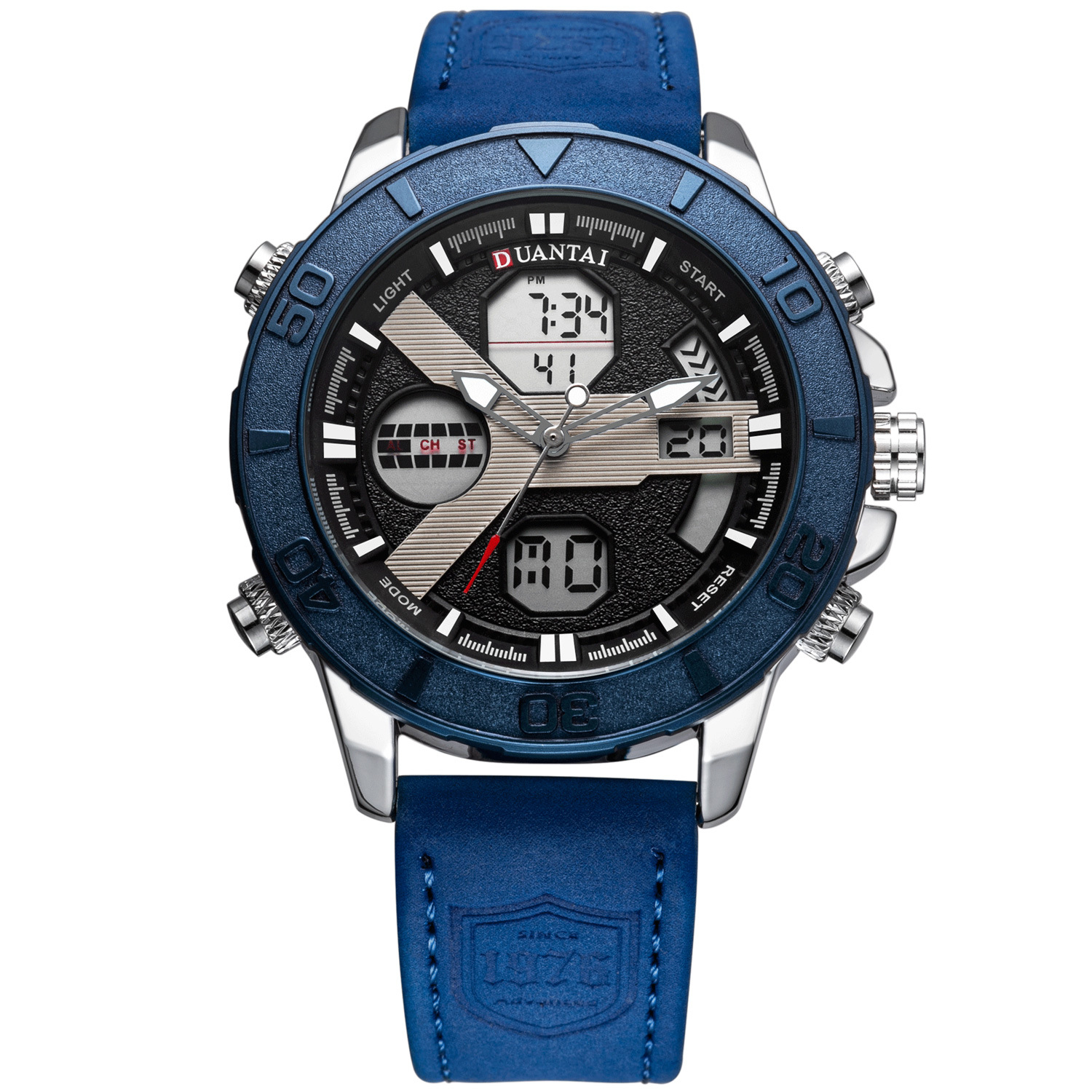 duantai源头厂家皮带多功能双机芯户外男表电子表运动