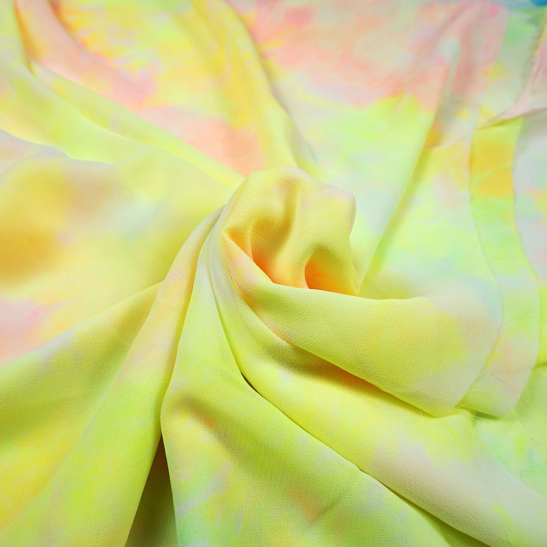 针织扎染面料 帆布扎染 雪纺扎染春夏t恤女装面料 彩色渐变