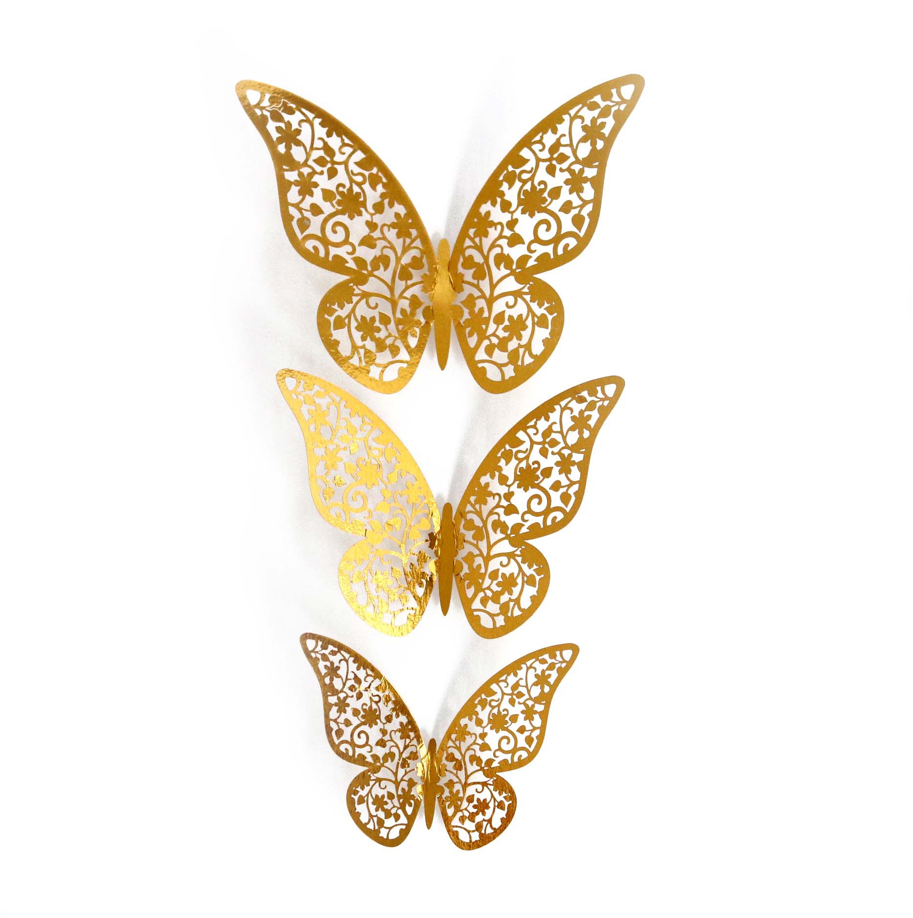 亚马逊立体3d双面银色 蝴蝶墙贴 镂空家居仿真金属质感派对家居