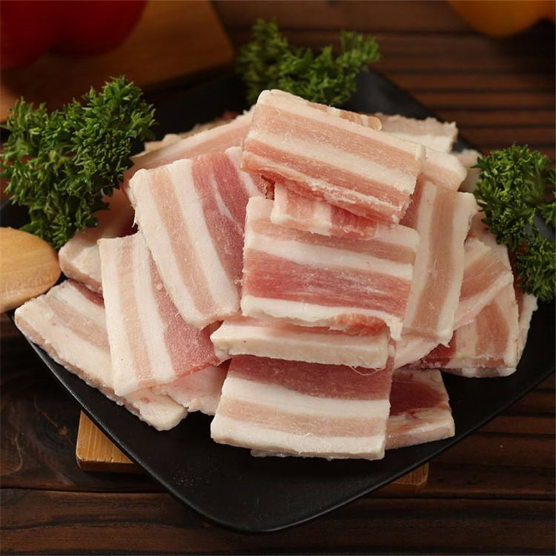 新鲜冷冻五花肉片猪五花肉块肉丁商用韩国烤肉20斤/箱带皮五花肉