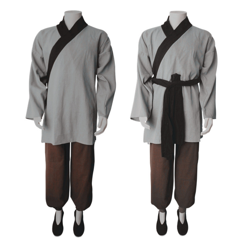 粗布麻料古装汉服灯笼裤套装男民国清朝农民演出服装店小二服-阿里巴