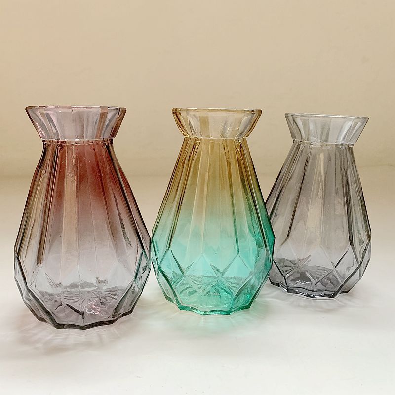 两元店渐变玻璃花瓶 异形玻璃工艺品插花瓶 摆件 2元日用百货批发