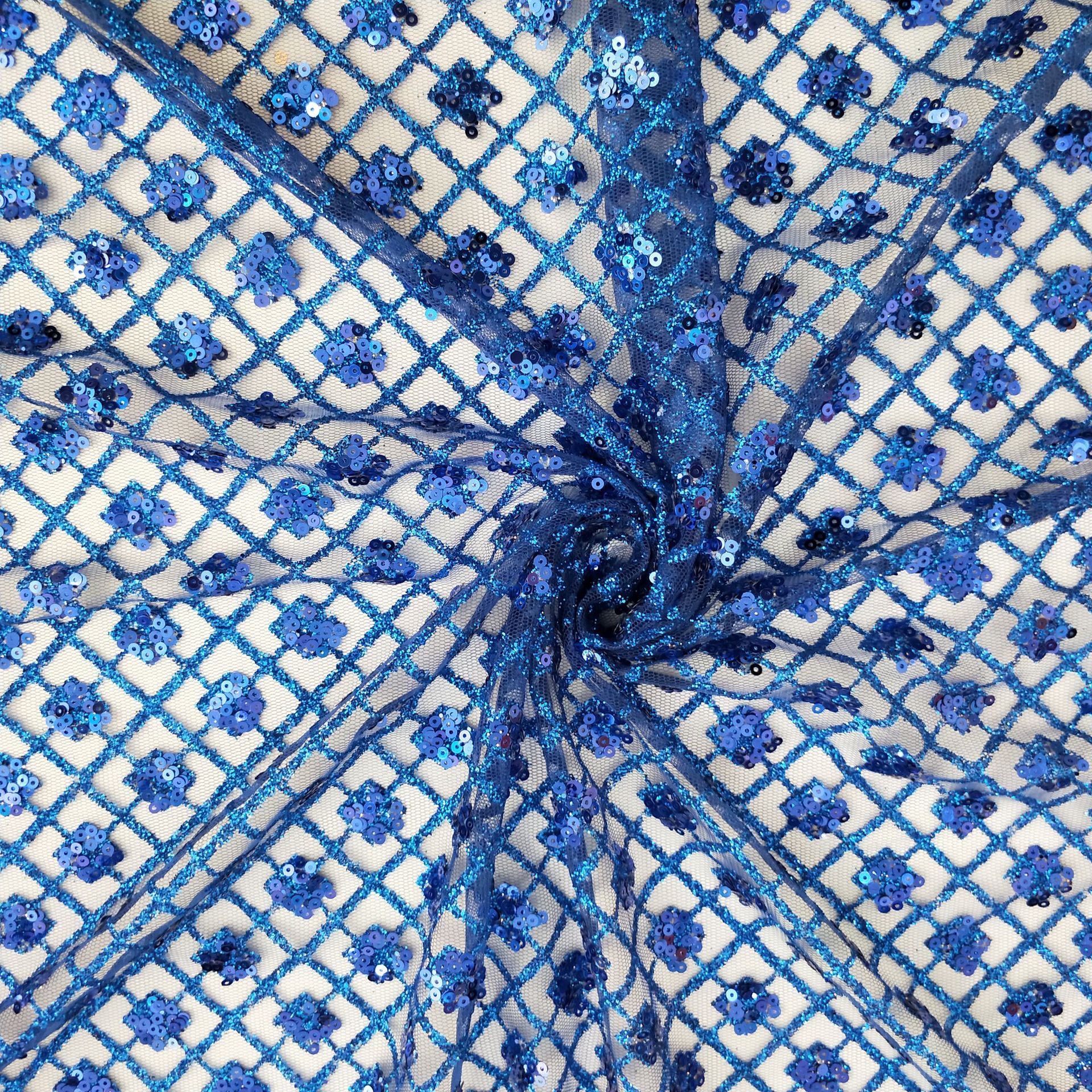 撒粉欧根纱 玻璃纱绣片撒金 可定制花型 高端服装面料