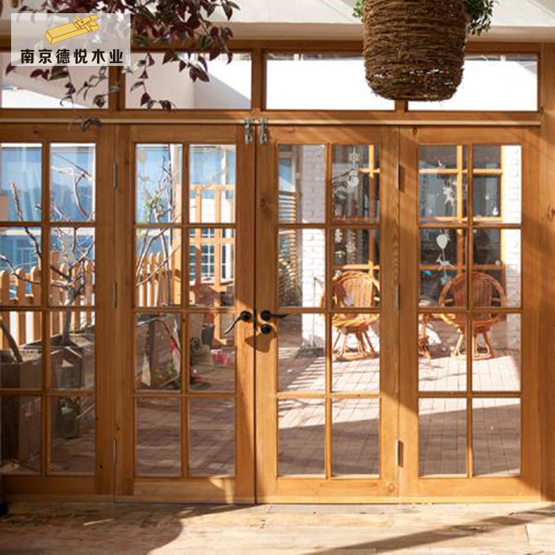 南京木门工厂定制中式现代庭院推拉门 院子入户移门 厨房玻璃门