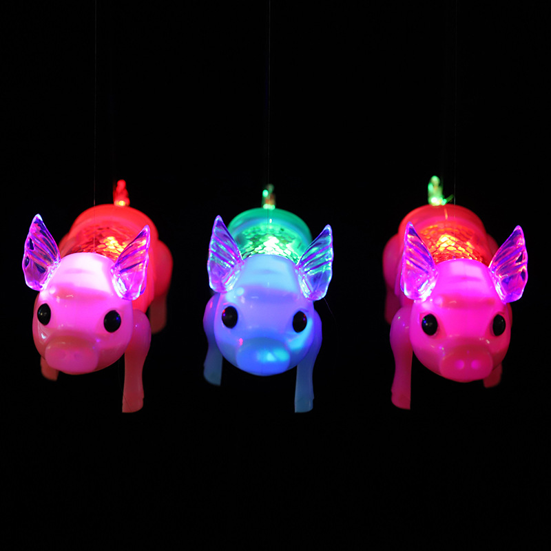 Factory Direct Sales Children's Fun Electric Internet Celebrity Light-Emitting Pig Toy Cartoon Cute Rope Pig Toy