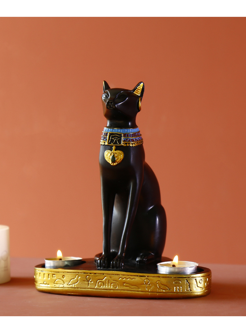 创意异域风情埃及猫神摆件树脂工艺品 实用装饰书挡烛台软装礼品