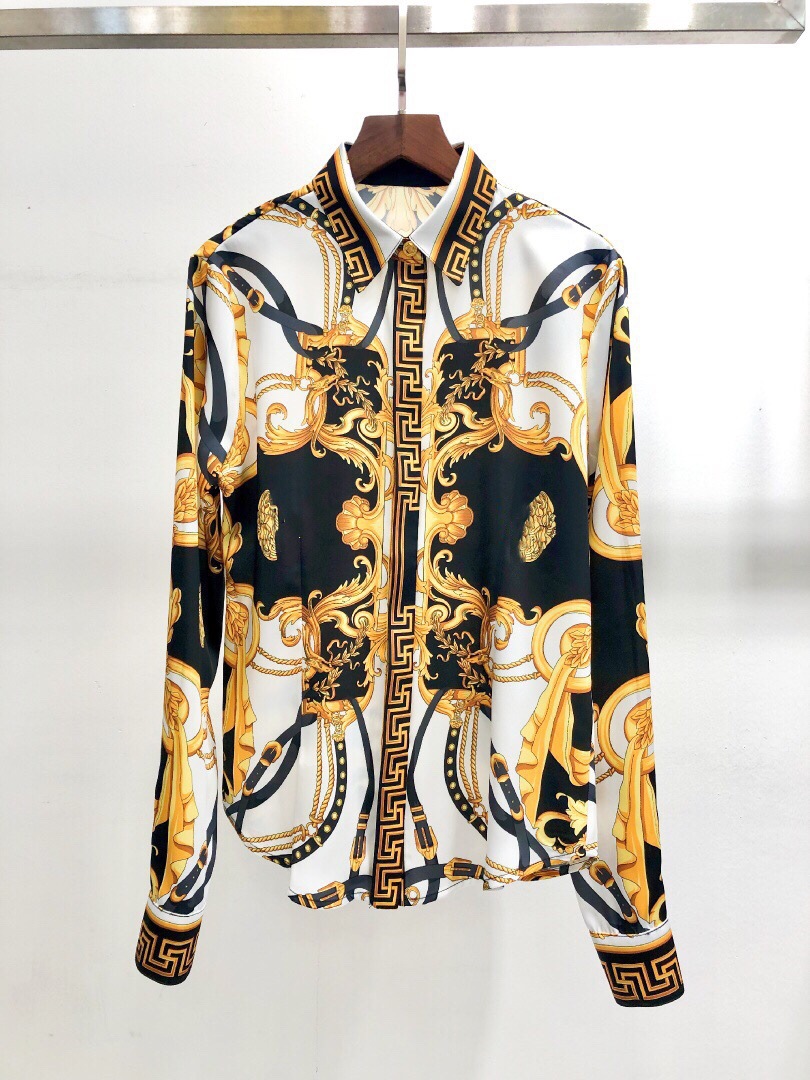 2020年早春新款轻奢风巴洛克风格宫廷定位印花华丽修身显瘦衬衫女