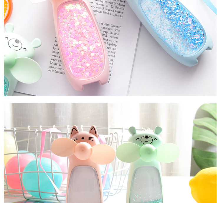 卡通流沙迷你风扇usb充电风扇学生宿舍办公手持便携灯光流沙风扇